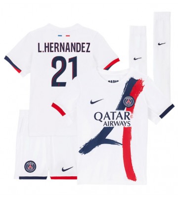 Paris Saint-Germain Lucas Hernandez #21 Udebanetrøje Børn 2025-26 Kortærmet (+ Korte bukser)